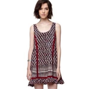 House of Harlow 1960 Blue and Red Paisley Mini Shift Dress Size Small